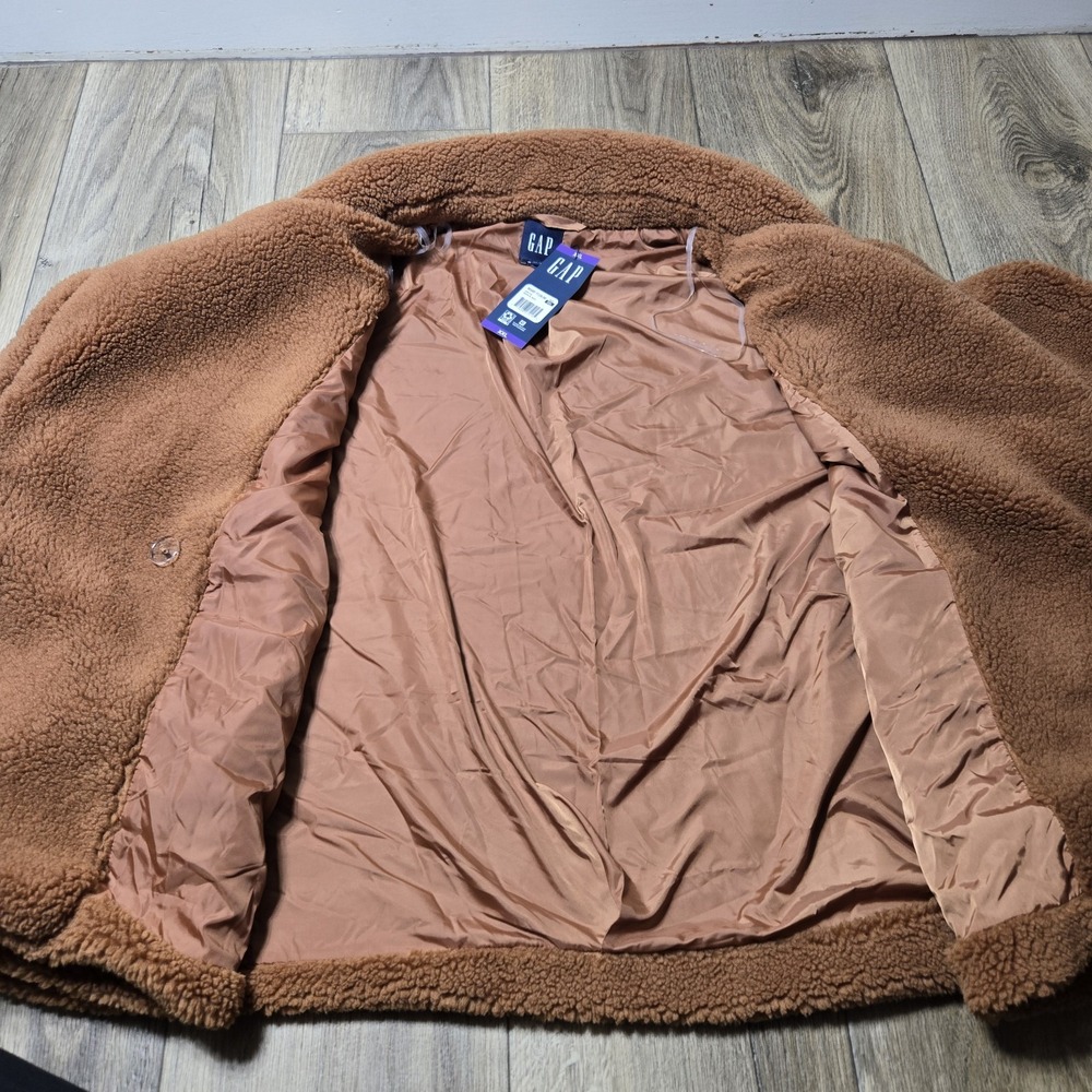 Gap Jacket Sherpa Coat Womens XXL 2X Teddy Bear Faux Fur Brown Rust Cozy Fall‎ - Picture 5 of 9